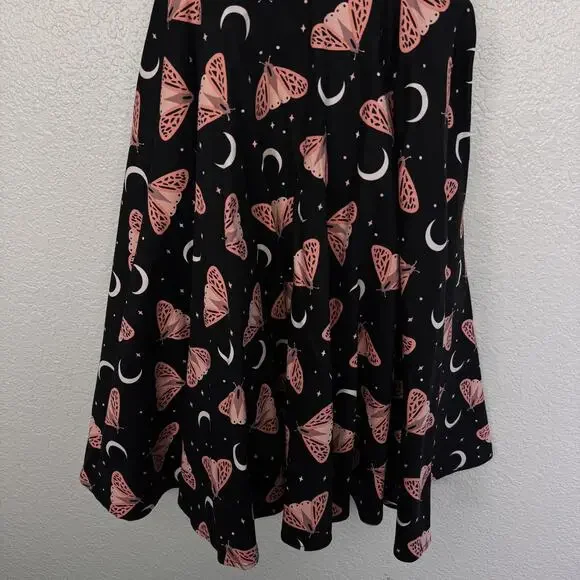 Eva Rose Dress Womens Medium Moth Celestial Fit Flare Sweetheart Y2K Rockabilly - Picture 5 of 11